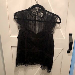 H&M Black Lace Blouse - Size 12